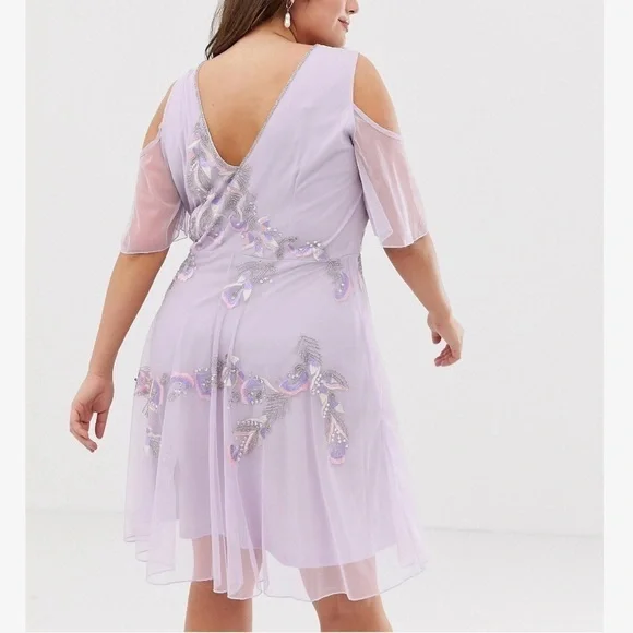 Asos Curve embroidered embellished dress plus 18 - Picture 3 of 7
